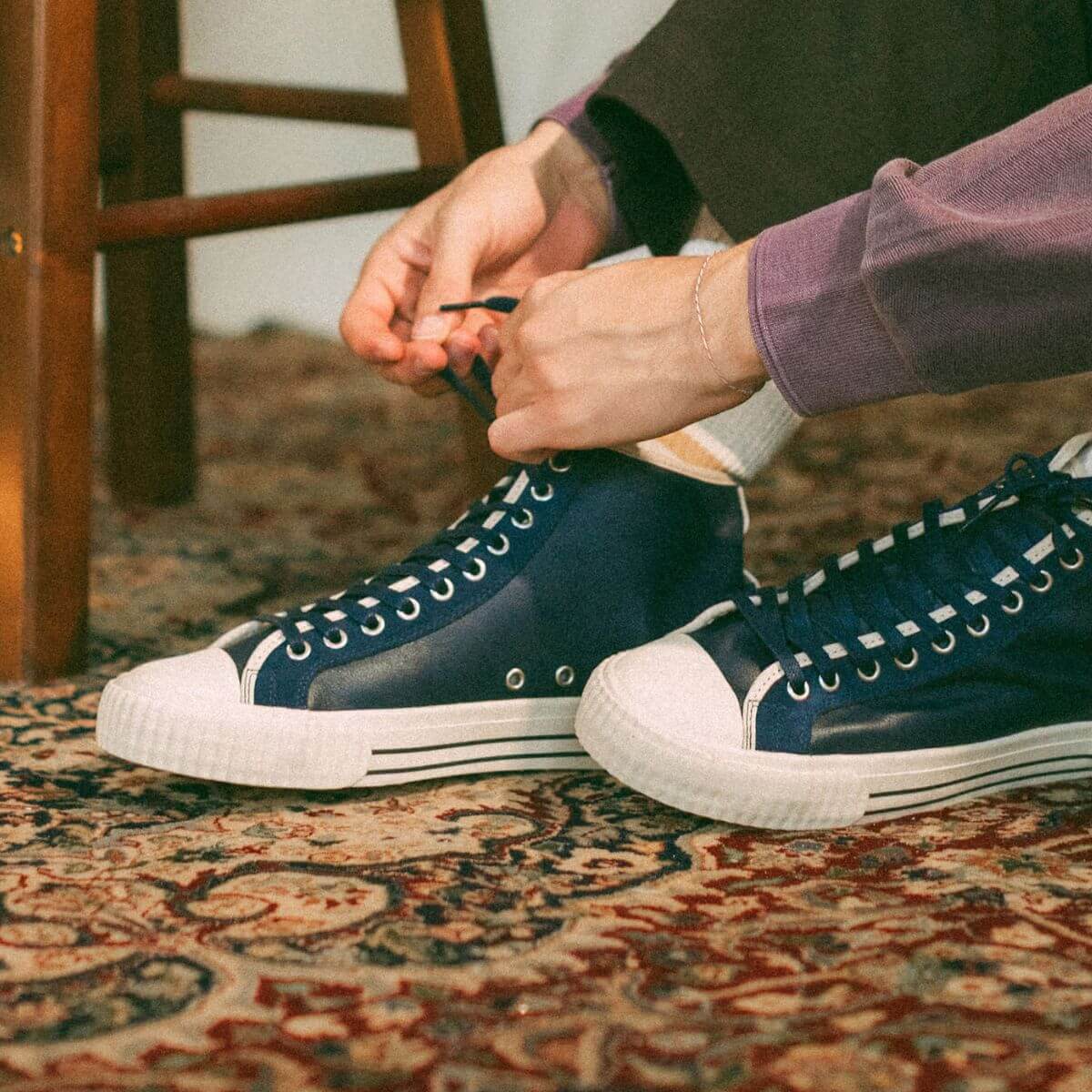 Center High-Top Navy/Antique White - Image 13