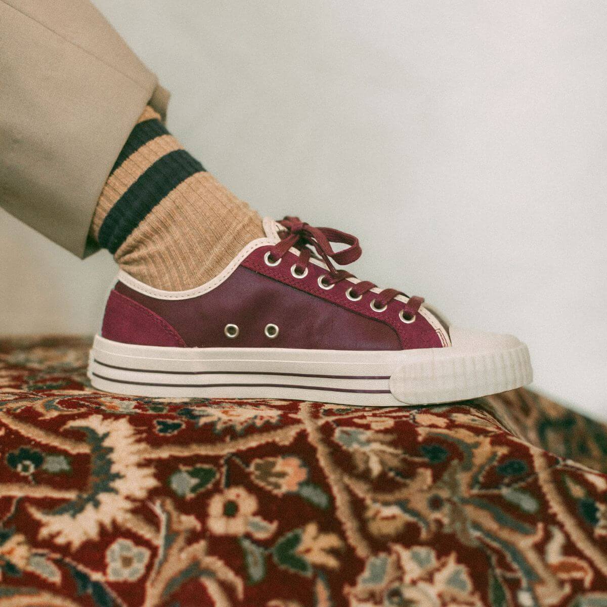 Center Low-Top Burgundy/Antique White - Image 9